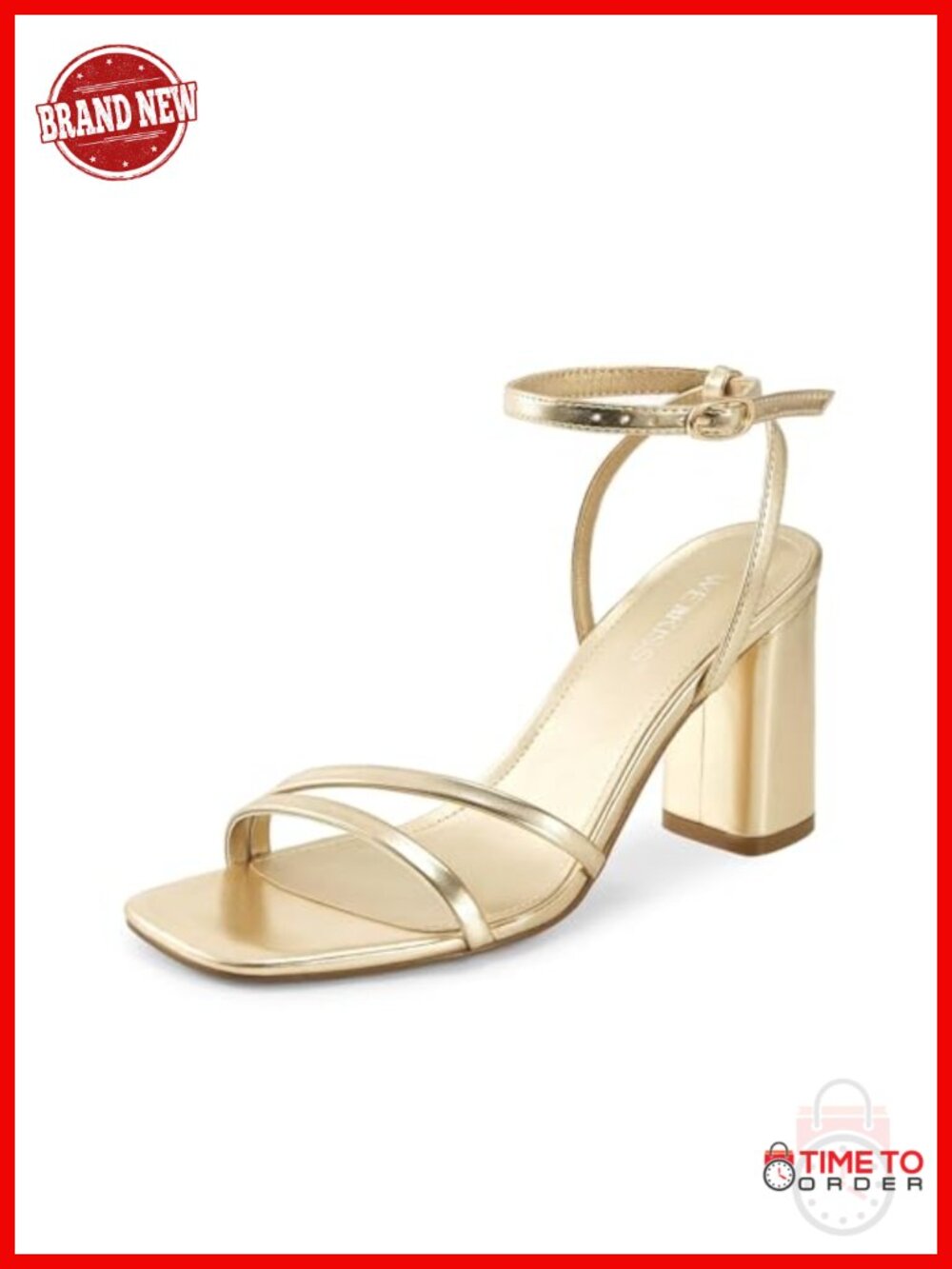 Women's Strappy Chunky Heeled Sandals Square Toe Ankle Buckle Dress Party Shoes